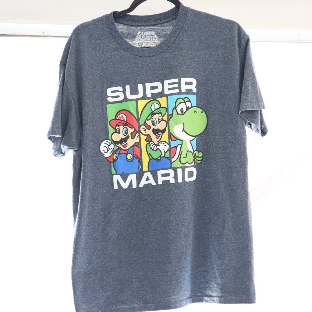 Super Mario Heather Grey Hybrid Apparel Size Large